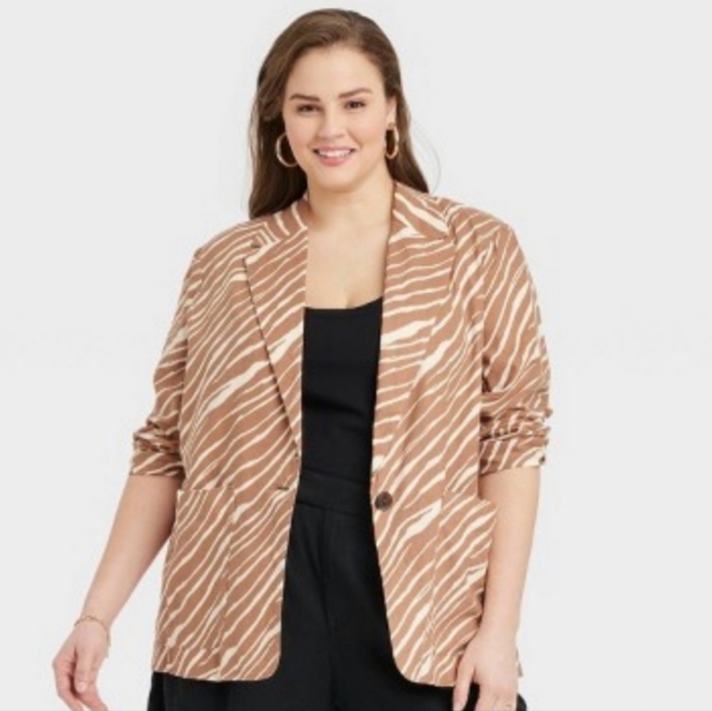 A New Day Blazer Brown Zebra